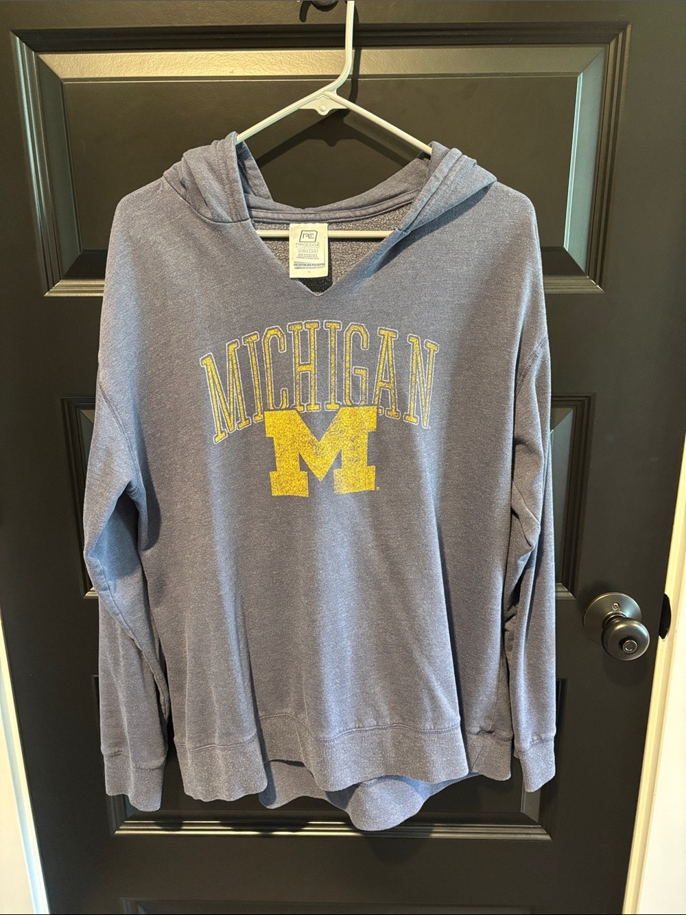 Pro Edge Michigan Crewneck Hoodie in Blue with Yellow